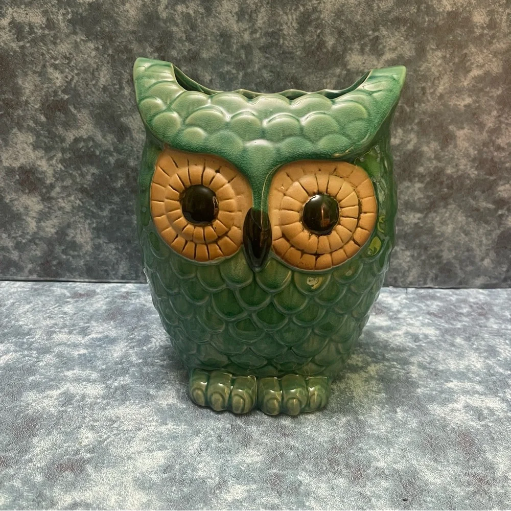 Hobby Lobby Green and Gold Owl Vase